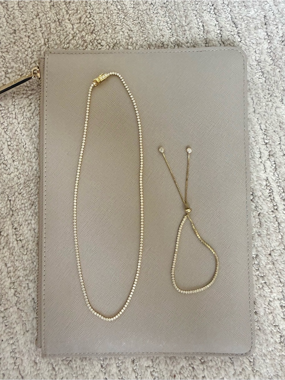 Gold Tennis Necklace & Bracelet Set